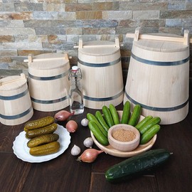 Hofmeister Holzwaren, cucumber pot, cucumber pot with lid, 2 liter, made of spruce height: 200mm, 20772