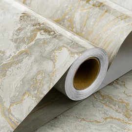 Stickyart Volakas Cream Gold Mable Contact Paper for Cabinets and Drawers Liquid Marble Wallpaper Peel and Stick Countertops Waterproof Marble Adhesive Paper for Bathroom Counters Removable 12"x160"