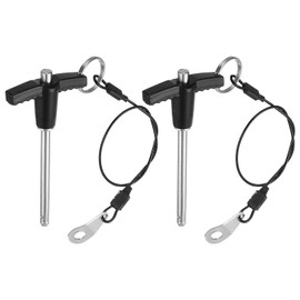 QUARKZMAN Pack of 2 T-Handle Locking Pins, 5 mm x 50 mm Quick Release Pins Usage Length Stainless Steel Push Button Quick Release Pin Ball Lock Bolts