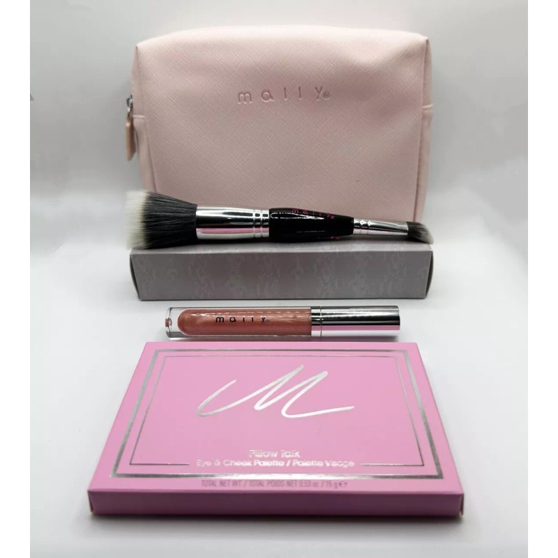 mally Eye&cheek pallette +make up brush + lipstick +mally cosmetic