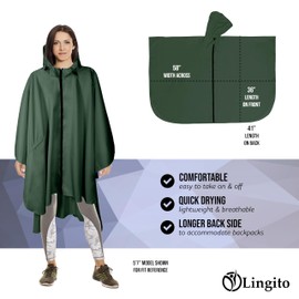 Heavy Duty Rain Poncho for Backpacking, Waterproof Lightweight for Adults, Military, Emergency, Camping, Men, Women (Adult-Round-Olive Green)