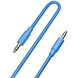 pluX 1M Aux Cable Braided Stereo 3.5mm Audio Cable,Mini Jack Male to Male Audio Cable,Nylon Braided Aux Lead Auxiliary for Car,Smartphone,Home Stereo,Laptop and More(3.3ft Long)