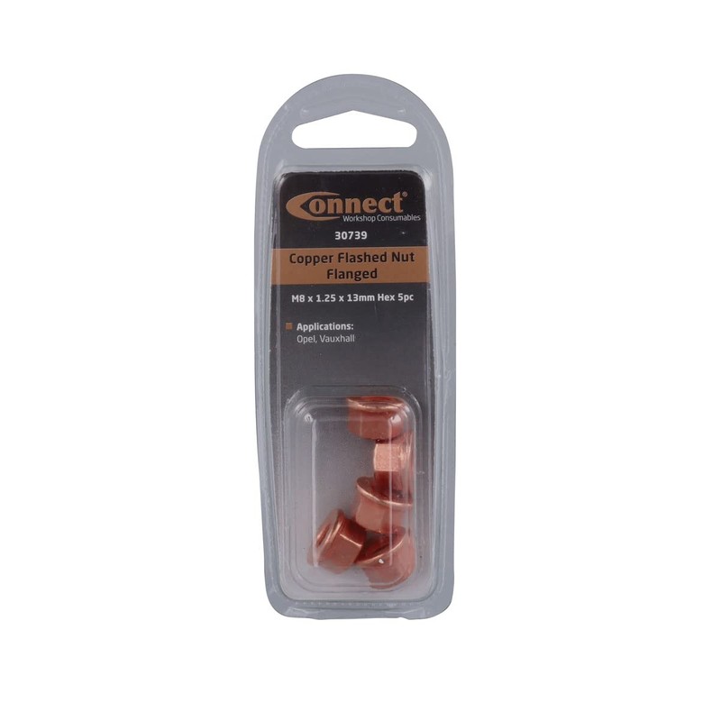 Connect 30737 Copper Flashed Nut Flanged & Self Locking M8