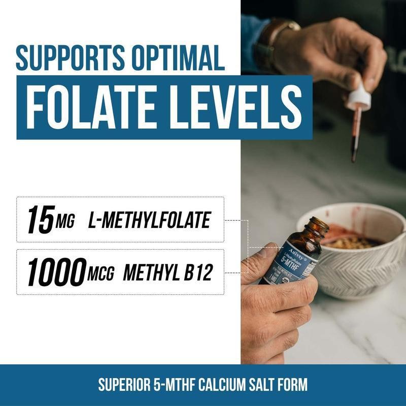 Auivty L-Methylfolate 15mg + Methyl B12 – Max Potency, Non-GMO,