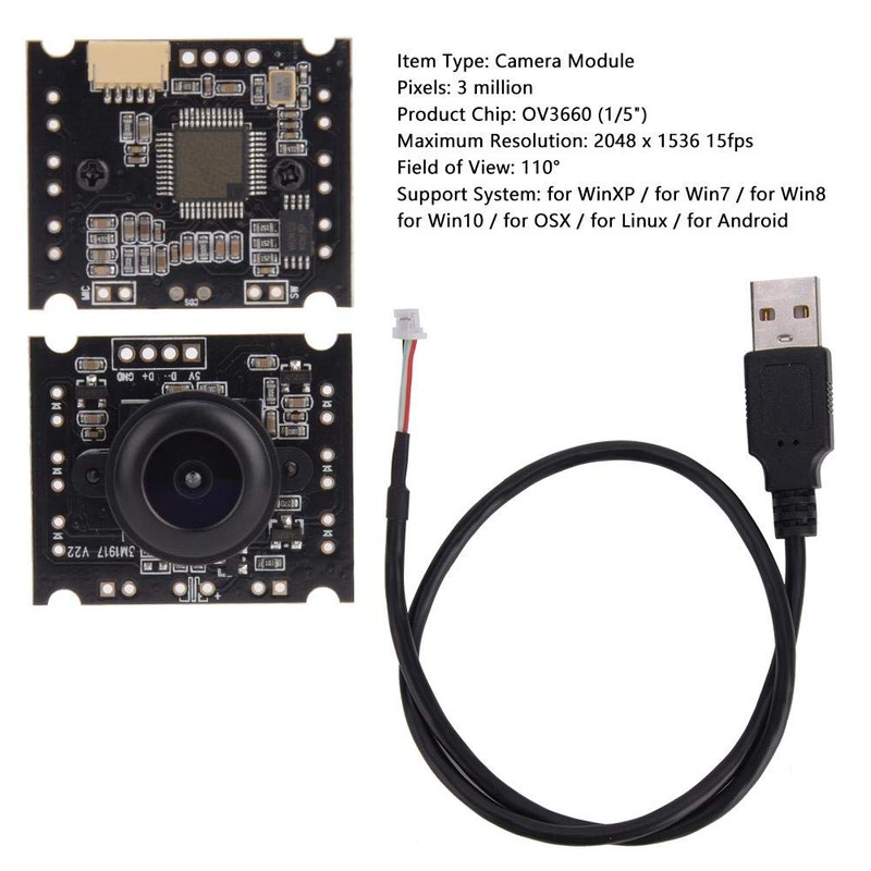 USB Camera Module 110° Wide Angle USB Camera Module OV3660
