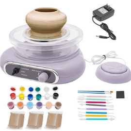 Mini Pottery Wheel Kit, 4.7" Turntable Mini Clay Kit Making Pottery Machine with 8 Pottery Shaping Tools, Pottery Wheel for Beginners, Craft Kits for Kids, 0-200RPM