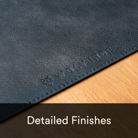 Wolvende Premium Distressed Faux Vegan Leather Desk Mat | Multifunctional Desk Pad for Home Office | (Black/Grey, 30cm x 70cm)
