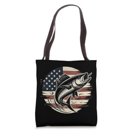 American Flag Tuna Fish Graphic Art Design For Fisherman Tote Bag