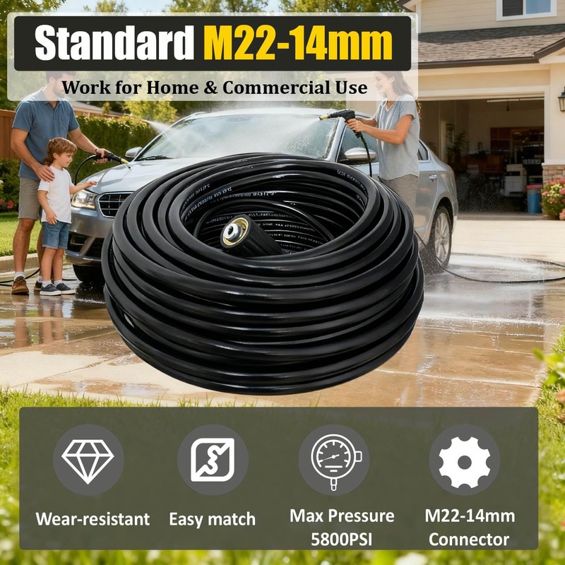 LycorTrade Pressure Washer Hose 100FT for Power Washer, 5800 PSI