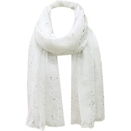 World of Shawls Evening Wrap Stole Shawl For Wedding, Bridesmaid, Parties, Prom Scarf (Silver Sparkle White)