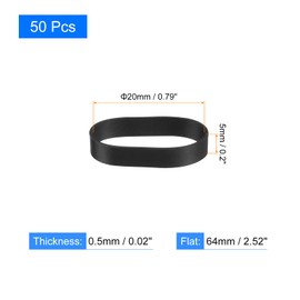 uxcell 50Pcs Silicone Rubber Bands, 20x5mm Rubber Bands Rings Cable Ties Strong Elastic Bands Non-slip for Cord Wrapping Bag Wraps, Black