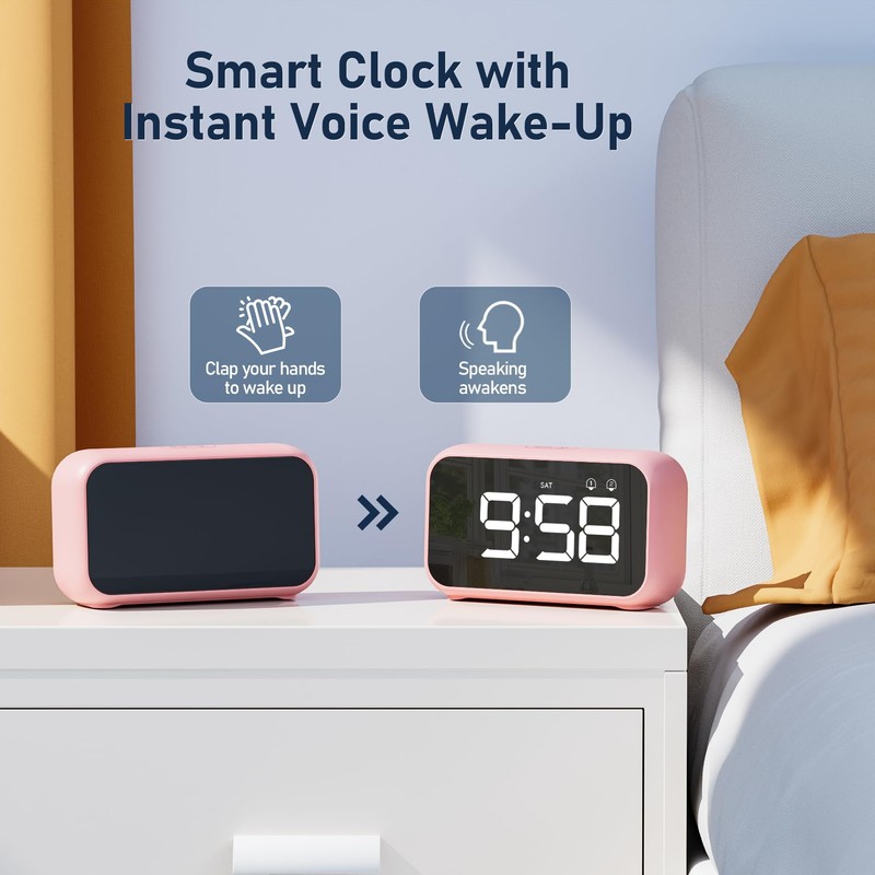 LATEC Alarm Clock, Digital Alarm Clock Bedside with LED Display,