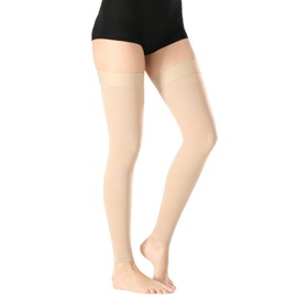 BURLWAY Footless Thigh High Medical Compression Stockings For Women & Men Circulation,20-30 mmHg Graduated Support Hose Compression Socks with Silicone Dot Band-Ideal for Athletic,Flight,Travel Use