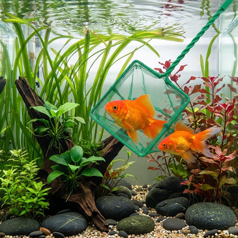 2 PCS 4 Inch Fish Net Aquarium, Green Square Fish