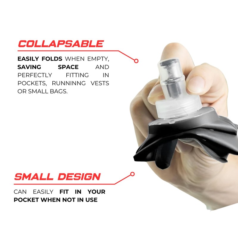 HLTHY Soft Flask Water Bottle for Running - Collapsible for