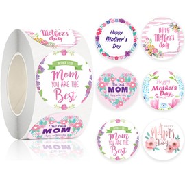 500 Pcs Happy Mother's Day Stickers, Mother Sticker Labels, Mother's Day Label Floral Sealing Stickers for Mother Party Tag Envelope Seals Gift Wrap Boxes Cards Decorations