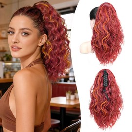 YEAME Ponytail Extension, 14 Inch Short Claw Clip in Wavy Ponytail Extension Soft Curly Wavy Multi Layered Fluffy Clip in Pony Tails Synthetic Hairpiece for Women 39H232