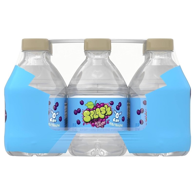 Splash Refresher Acai Grape Flavored Water, 8 Fl Oz, Plastic