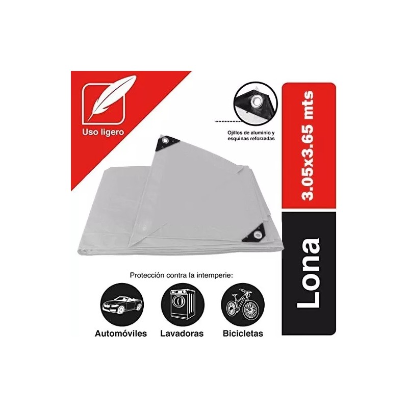 M HARDWARE Lona De Polietileno 3.05 X 3.65 Blanca (10'x12')
