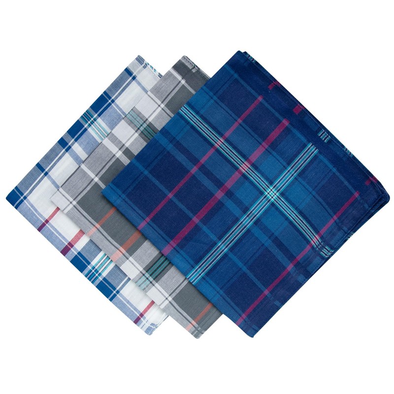 BonjourMrsMr Men's Handkerchies Soft Cotton Hanky Pocket Square Size 17inch