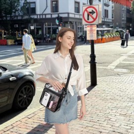 OMOUBOI Clear Bag for Stadium Events 10 Inch Large Clear Purses Crossbody Bag for Women Stadium Approved Clear Bags for Concert, Festivals,Sporting Events (1003 Black)