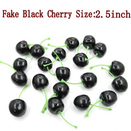 20Pcs Fake Artificial Fruit Small Lifelike Artificial Faux Black Cherry Party Decor Ornament,Simulation Display Foam Realistic Cherry Model for Home Kitchen Themed Tabletop Decor Photography Props