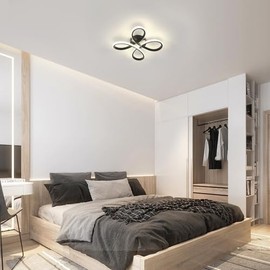 Comely Comely Modern LED Ceiling Light, 30W 3375LM Ceiling Lamp Fixture Natural Light 4500K Lighting for Bedroom, Living Room, Dining Room, Kitchen, 30cm, Black