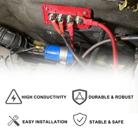 高耐久 バスバー 300A 12V 配電ブロック 5/16インチ (M8) 4支柱ターミナルブロック カバー付き 自動車 船舶 バッテリーシステム用 (レッド)