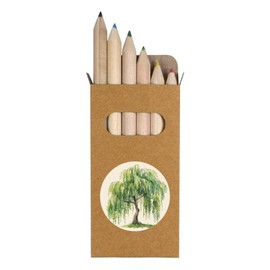 Azeeda 6 x 'Weeping Willow Tree' Short 85mm Pencils/Coloured Pencil Set (PE00076170)