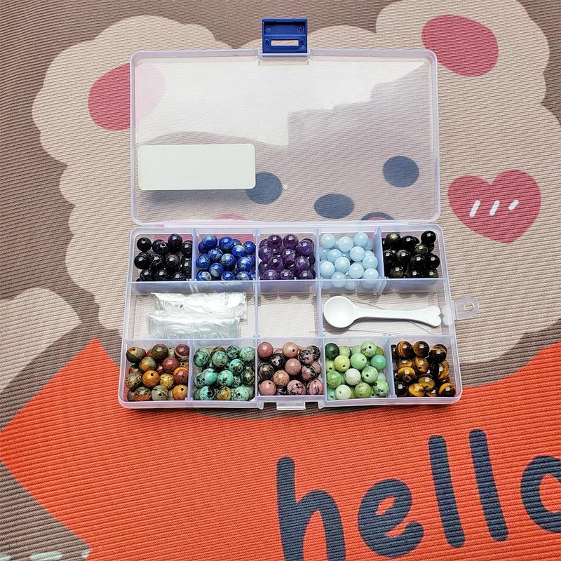 Chengmu 8mm Stone Beads Kit for Jewelry Making, 230pcs Round
