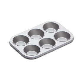 KitchenCraft Non Stick Muffin Tray with 6 Cups, Carbon Steel, 27 x 18.5 cm