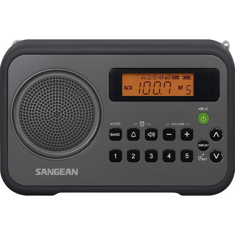 Sangean PR-D18BK AM/FM/Portable Digital Radio with Protective Bumper(Gray/Black)