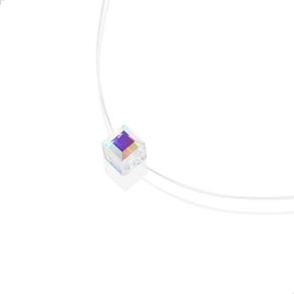Ouhashi Women's Necklace, Austrian Crystal x S925, Floating Gem, Aurora Cube, Multi-Cut Surface, Translucent Lines, Changes Sparkle, Skin-Friendly, Gift Box Included, For Anniversaries, Birthdays