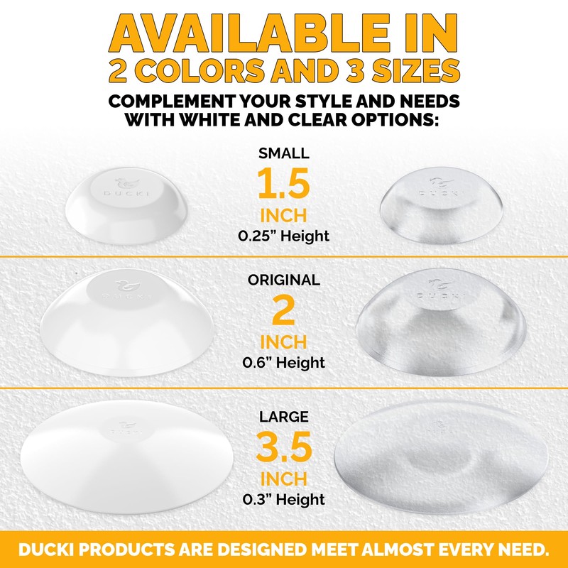 Ducki Door Stop Wall Protectors, 8 Pack Clear, Self Adhesive