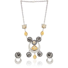 I Jewels Womens German Indian Wedding Bollywood Antique Long Necklace Jewellery Set With Earrings (Mc093Ox) Silver