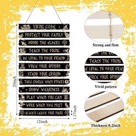 Thinkday Viking Decor Nordic Viking Sign Viking Code Wall Decor Celtic Rune Plaque Scandinavian Vikings Boat Compass Valknut Nordic Medieval Vegvisir Runes for Home Kitchen Mythology Artwork Pagan