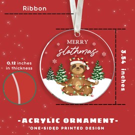Sloth Ornament - Sloth Christmas Ornaments, Sloth Ornaments for Christmas Tree, Animal Sloth Ornaments - Sloth Gifts, Sloth Gifts for Women, Gifts for Sloth Lovers - Acrylic Christmas Ornament 2024