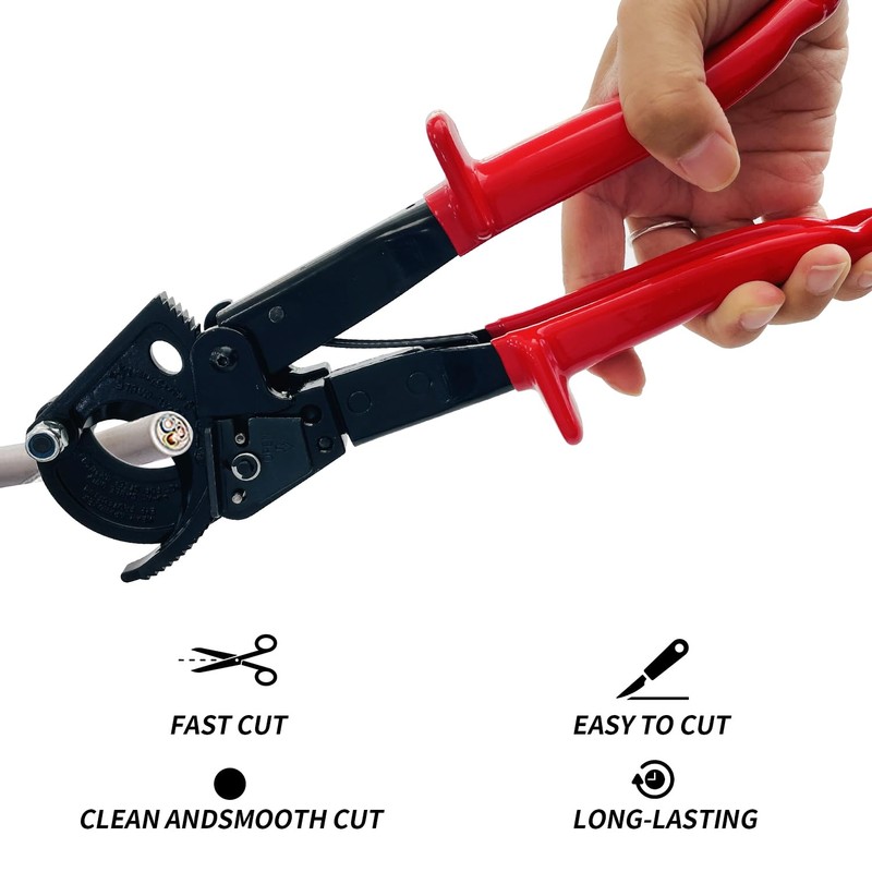 Socpuro Heavy Duty Ratchet Cable Cutter, Aluminum Copper Wire Up