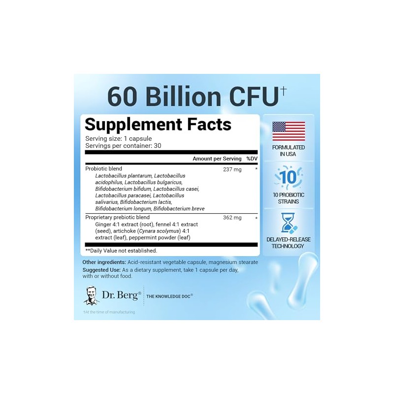 Dr. Berg's Probiotic Capsules with 60 Billion Probiotics - Probiotics