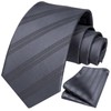 HISDERN Mens Grey Tie and Pocket Square Set Classic Formal