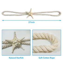 4 Pcs Natural Starfish Curtain Tiebacks, Handmade Woven Rope Curtain Ties Scandinavian Minimalist Style Curtain Spreader for Outdoor, Hotel, Bedroom, Curtain Decoration (Knobby Starfish)