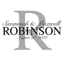 Custom Classic Monogram Vinyl Wall Sticker, Wedding Reception Dance Floor Decal, 30 Colors & Several Sizes