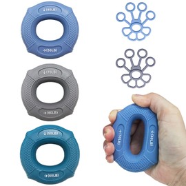 Grip strength trainer Hand grip strengthener, Forearm exerciser, Workout Set for Hand and Wrist Muscle Trainer Stress Relief, Silicone Ring for Muscle Training, Sports, Rock Climbing, Bouldering, and
