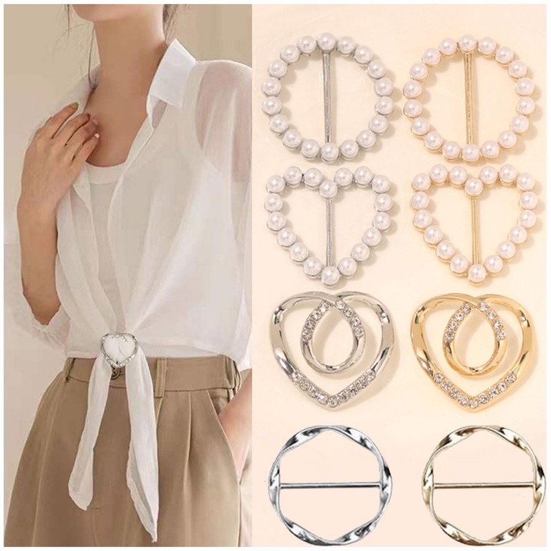 Decixde 4PCS Scarf Ring Clip Shirt Clip T-shirt Ties Clips