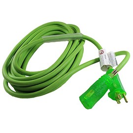Ultra Flex Lighted Extension Cord, Outdoor, 14 AWG, 3-Conductor Grounded, 50', Green CPE Jacket, 125 Volts, 15 Amps, 1875 Watts, NEMA 5-15P/5-15R, Straight Plug, Type SJOW, UL Listed, Made in the USA