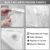 JYhoney White No Hook Shower Curtain with Snap in Liner,