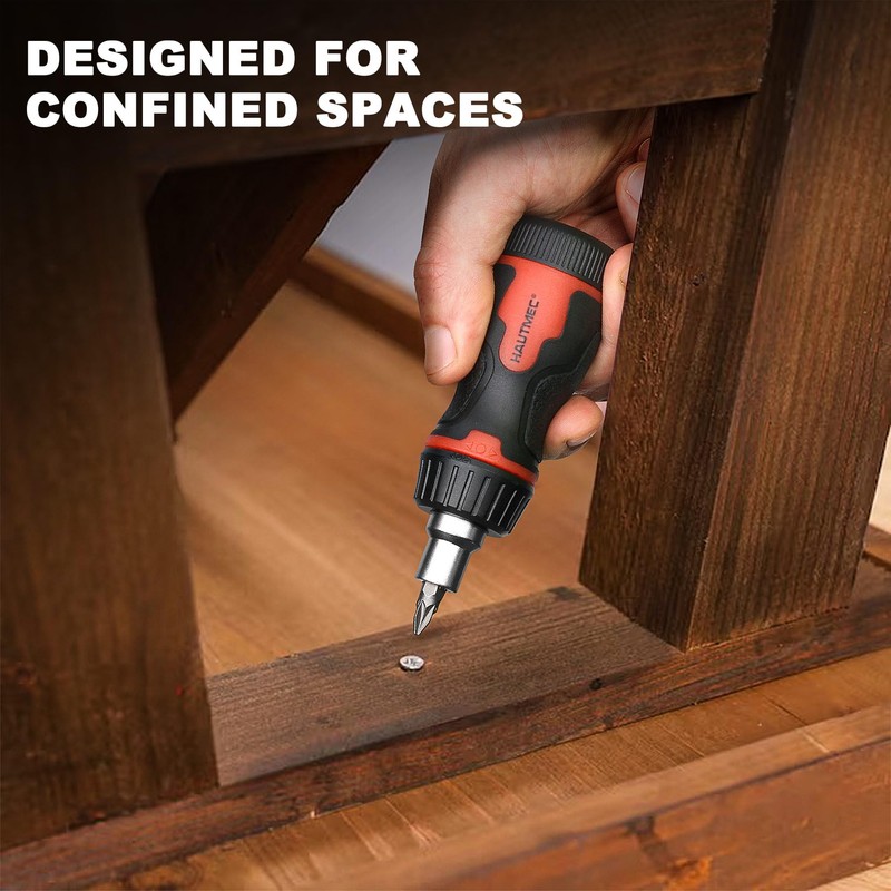 HAUTMEC 8-in-1 Stubby Ratcheting Screwdriver Set, Multi Screwdriver Tool All