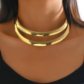 Stocking Stuffers Gifts for Women Gold Choker Necklace Layered Open Collar Choker Necklace Dainty Geometric Collar Necklace Statement Jewelry Gift for Women Girls