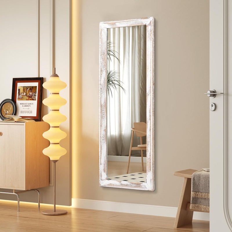 AAZZKANG Wall Mirror Full Length with Wood Frame 43"x14" Rustic