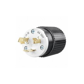 Bryant Electric 70630NP Industrial Grade Locking Plug, 2-Pole, 3-Wire, Nema L6-30P, 30 Amp, 250V, Black/White